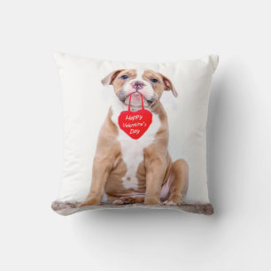 Cute Bulldog Puppy Happy Valentine's Day Pillow