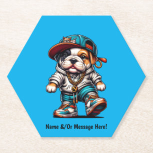 Cute Bulldog Puppy Personalised Kids Coaster