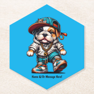 Cute Bulldog Puppy Personalised Kids Coaster