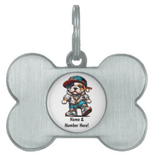 Cute Bulldog Puppy Personalized Design Pet ID Tag