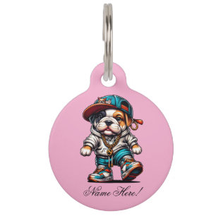 Cute Bulldog Puppy Personalized Dog Pet Tag