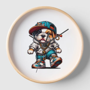 Cute Bulldog Puppy Streetwear Dog Fashion Clock