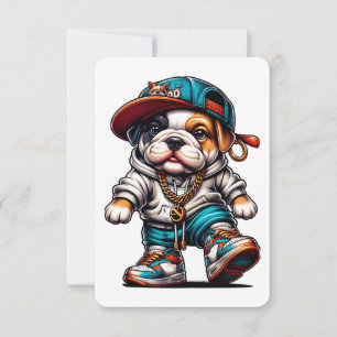 Cute Bulldog Puppy Streetwear Dog Flat Note Card