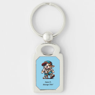 Cute Bulldog Puppy Streetwear Dog Lover Rectangle Key Ring