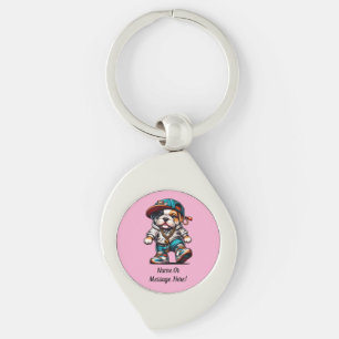 Cute Bulldog Puppy Streetwear Dog Lover Swirl Key Ring