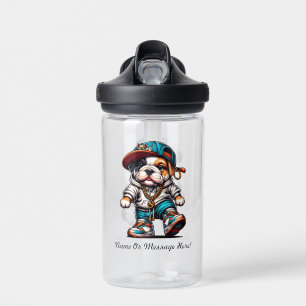 Cute Bulldog Puppy Streetwear Dog Personalised Water Bottle