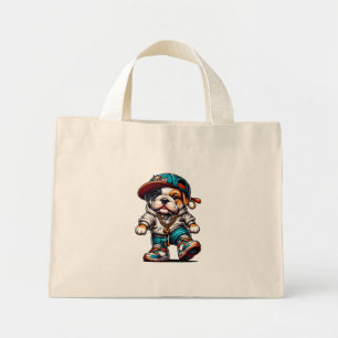 Cute Bulldog Puppy Streetwear Mini Tote Bag