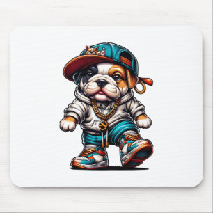 Cute Bulldog Puppy Streetwear Stylish Dog Mouse Mat