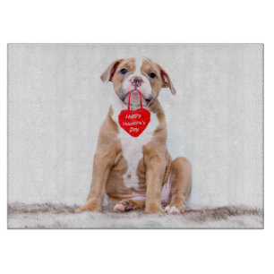 Cute Bulldog Puppy Valentine's Day Cutting Board