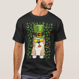 Cute Bulldog St Patricks Day Hat Shamrock Bulldog  T-Shirt