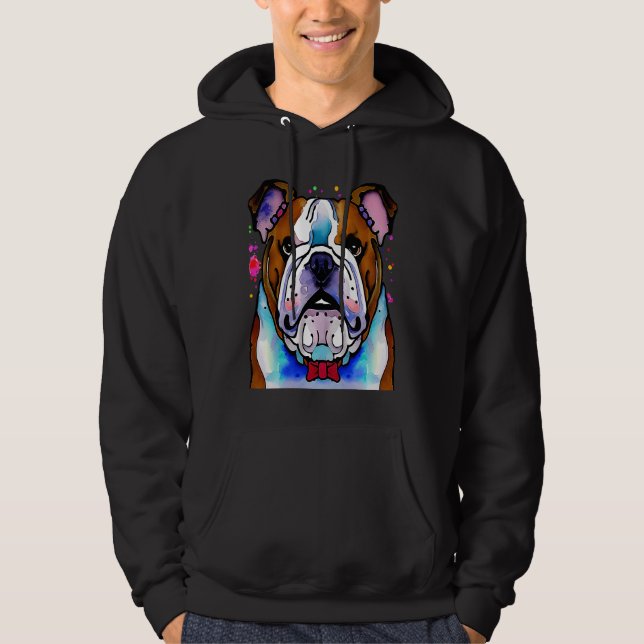 Cute Bulldog Watercolour for bulldog lovers, Men W Hoodie (Front)