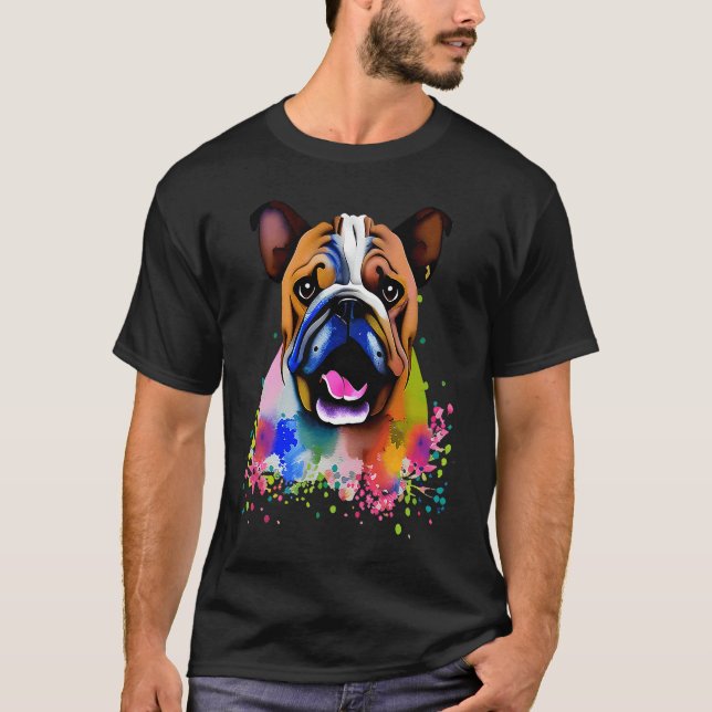 Cute Bulldog Watercolour for bulldog lovers, Men W T-Shirt (Front)