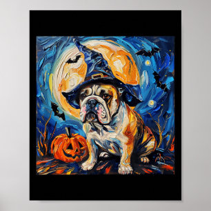 Cute Bulldog Witch _ Funny Dog Halloween Poster