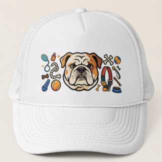 Cute Bulldog with Dog Toys Design Trucker Hat