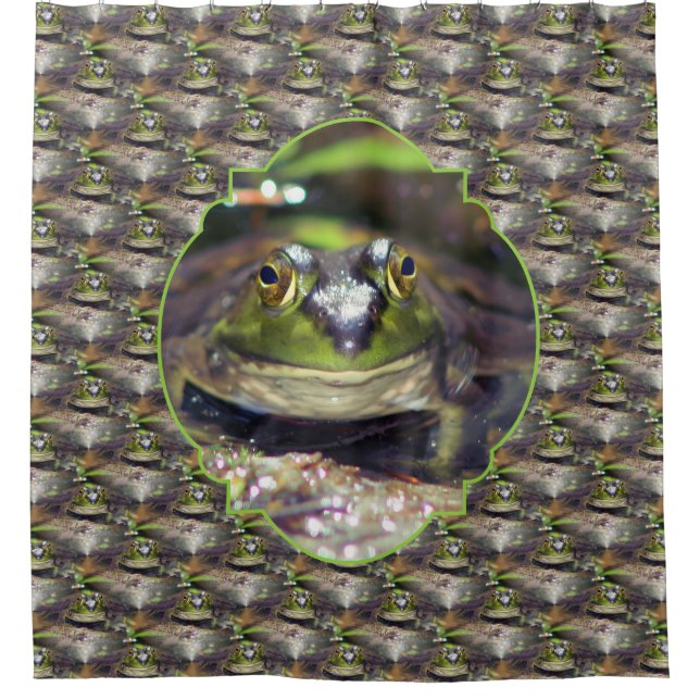 Cute Bullfrog Animal Nature Pattern  Shower Curtain (Front)