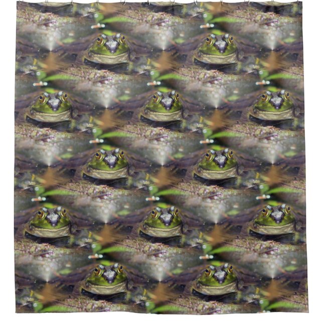 Cute Bullfrog Animal Nature Pattern  Shower Curtain (Front)