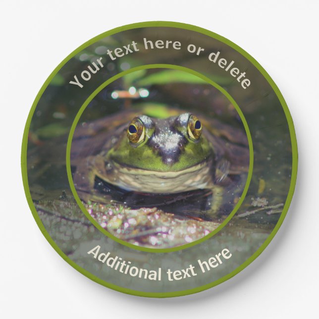 Cute Bullfrog Nature Personalised Party Paper Plate (Front)
