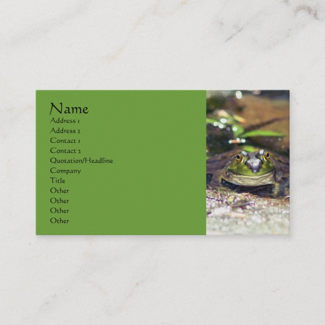 Cute Bullfrog Nature Photography Business Card (Front)