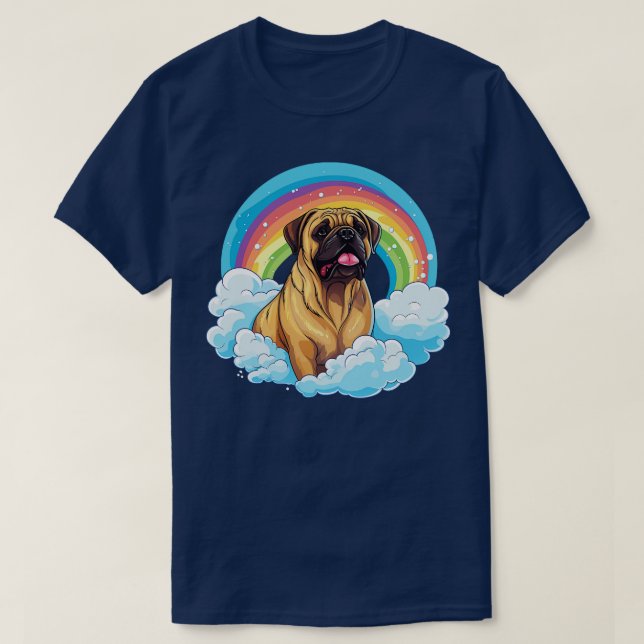 Cute Bullmastiff Rainbow Cloud Kawaii Dog Happy Pu T-Shirt (Design Front)