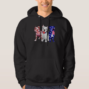 Cute Bully Dog American Flag Three Bulldogs Indepe Hoodie