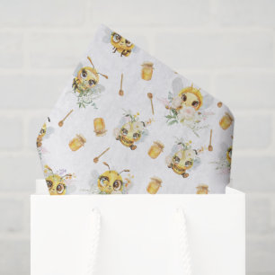 Cute Bumble Bee 1st Birthday Party Tissue Paper