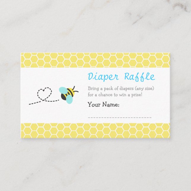 Cute Bumble Bee Baby Shower Diaper Raffle Tickets Enclosure Card (Front)
