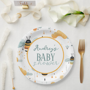 Cute Bumble Bee Baby Shower Paper Plate