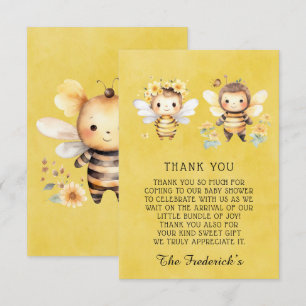 Cute Bumble Bee Baby Shower Thank You Cards