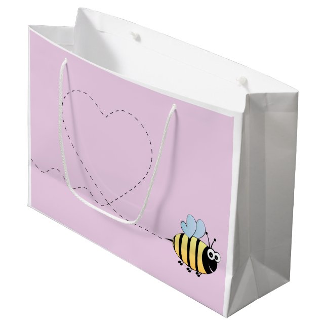 Cute bumble bee cartoon large gift bag (Front Angled)