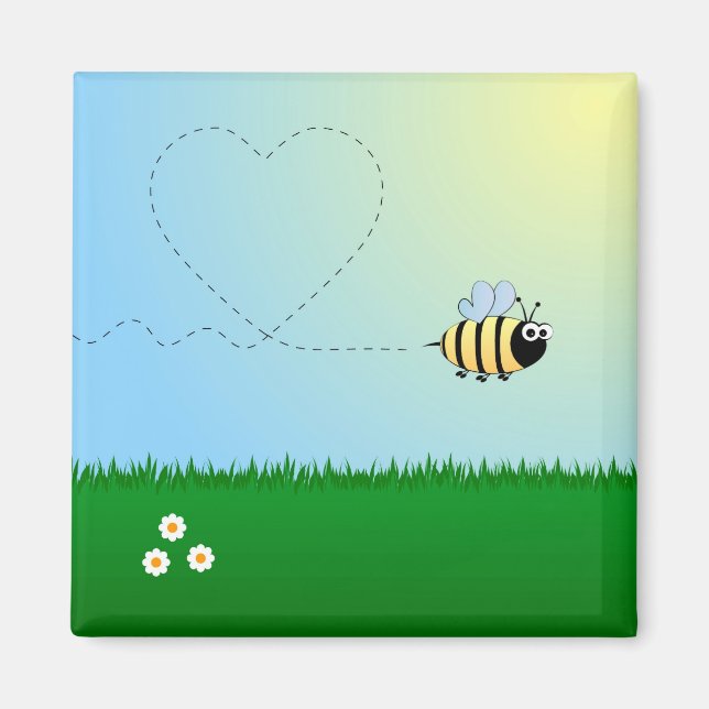 Cute bumble bee cartoon magnet (Front)