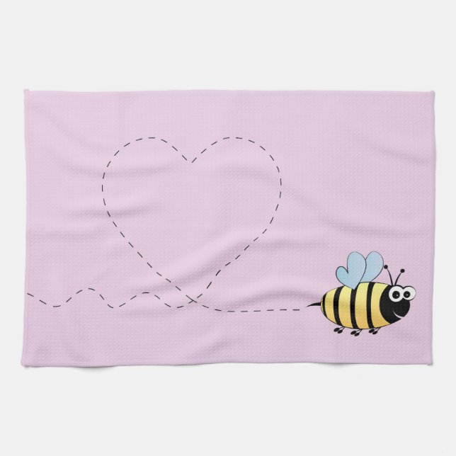 Cute bumble bee cartoon tea towel (Horizontal)