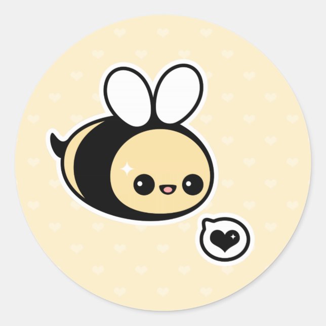 Cute Bumble Bee Classic Round Sticker (Front)