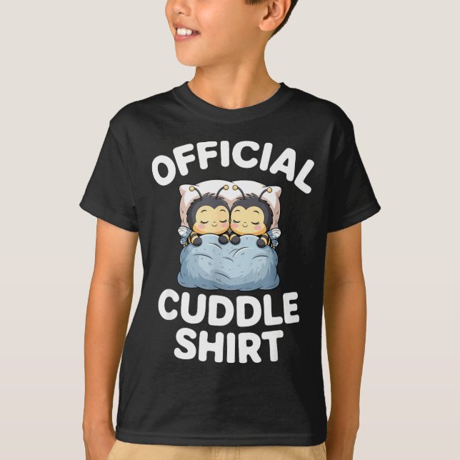 Cute Bumble Bee Couple Cuddle  T-Shirt (Front)