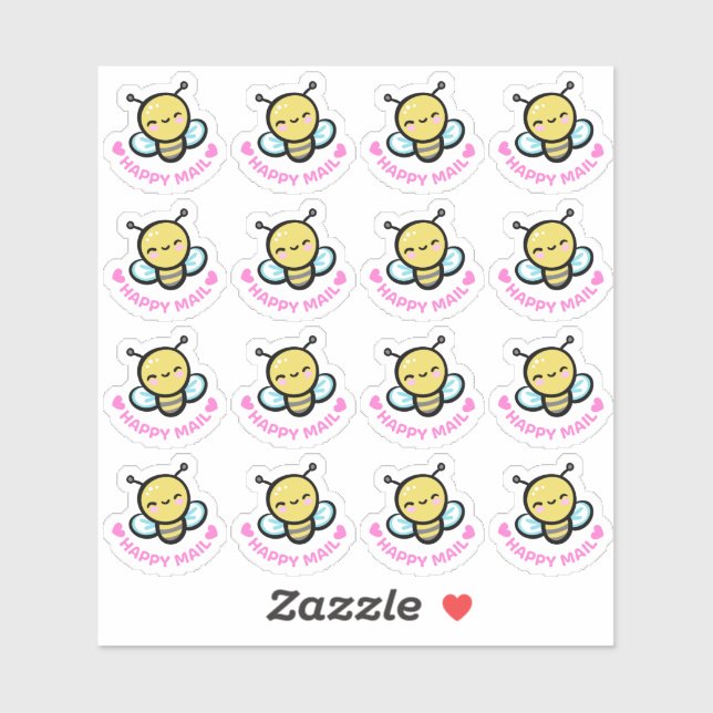 Cute Bumble Bee Custom-Cut Vinyl Sticker (Sheet)