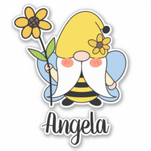 Cute Bumble Bee Gnome Sticker