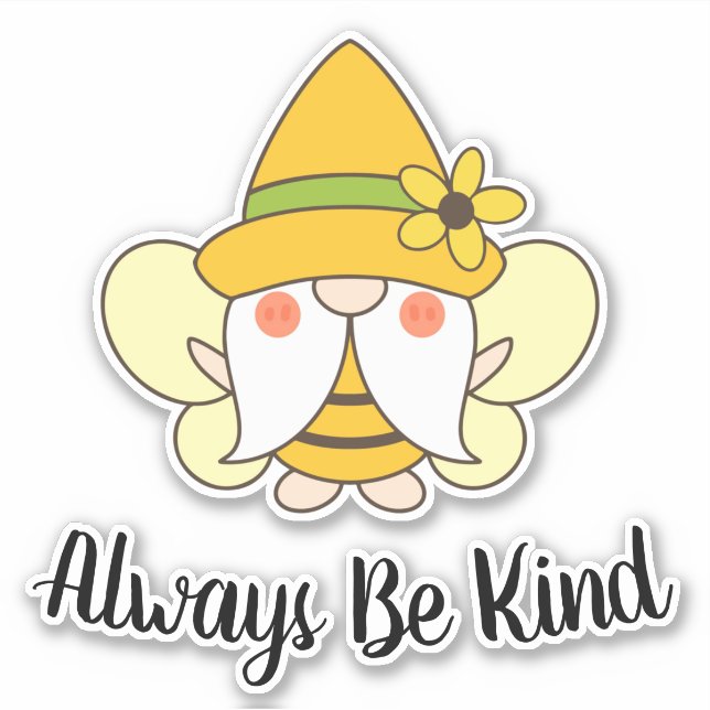 Cute Bumble Bee Gnome with Quote  Sticker (Front)