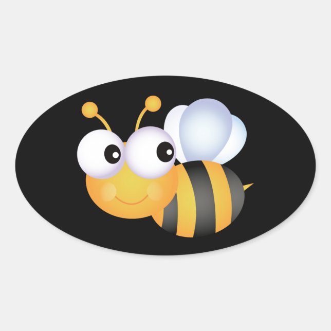 Cute Bumble Bee Oval Sticker (Front)