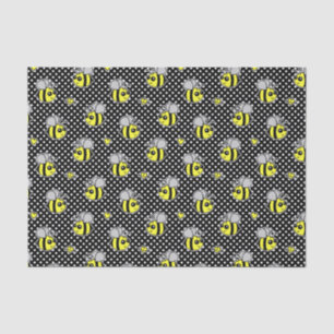 Cute Bumble Bee Pattern Black Tissue Paper