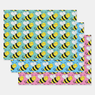 Cute Bumble Bee Pattern   Colorful Wrapping Paper Sheet