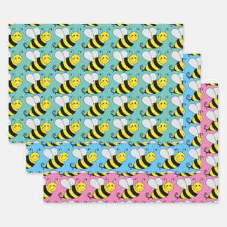 Cute Bumble Bee Pattern | Colourful Wrapping Paper Sheet