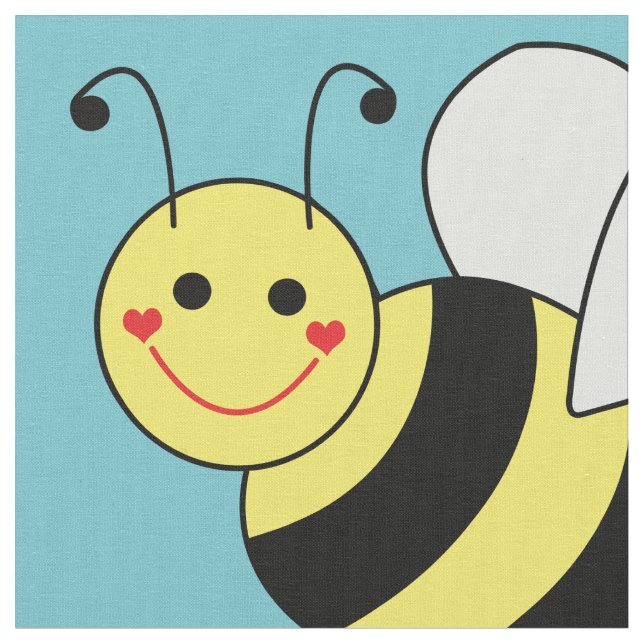 Cute Bumble Bee Pattern Fabric (Close Up)