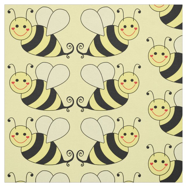 Cute Bumble Bee Pattern v3 Fabric (Swatch)
