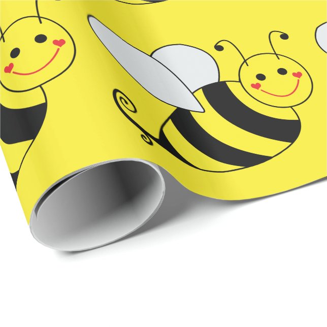 Cute Bumble Bee Pattern Wrapping Paper (Roll Corner)