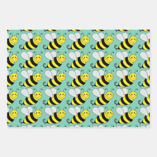Cute Bumble Bee Pattern Wrapping Paper Sheet