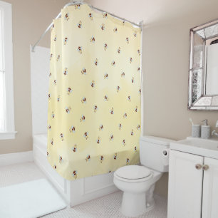 Cute Bumble Bee Pattern Yellow Shower Curtain