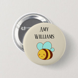 Cute bumble bee personalised  6 cm round badge
