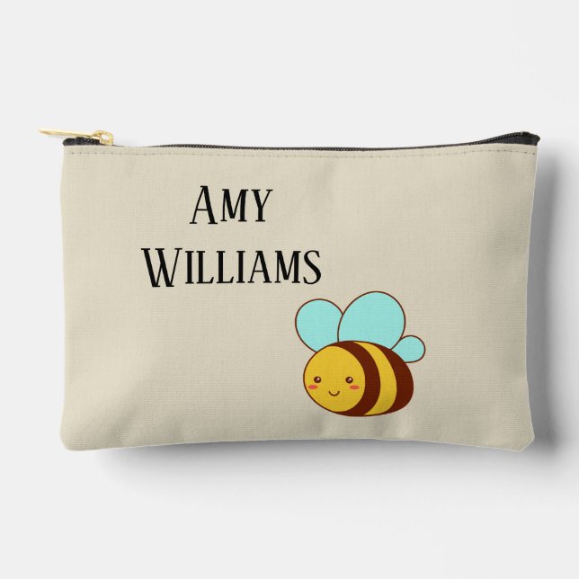 Cute bumble bee personalised  accessory pouch (Front)