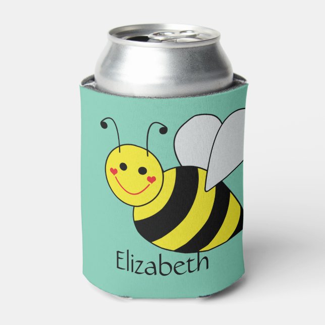 Cute Bumble Bee Personalised Can Cooler (Can Front)