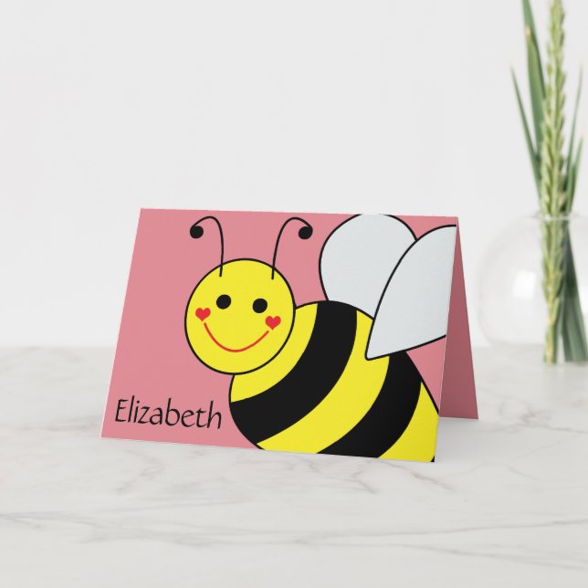 Cute Bumble Bee Personalised Card (Front)