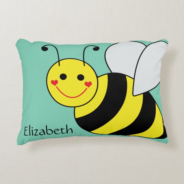 Cute Bumble Bee Personalised Decorative Cushion (Front)